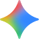 A four-pointed star-shaped logo with a smooth gradient transitioning through red, blue, green, and yellow on a light grey background.