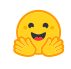 A yellow smiley face with hands.